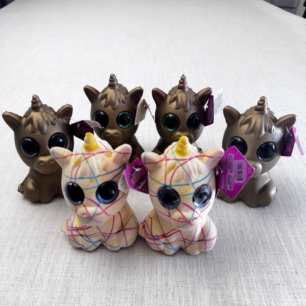 Grin Studios Amazing Squishee Unicorn Goldee Scribbles 6pc Lot/Set New with Tags